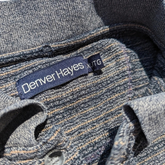 Vintage Denver Hayes Collared Polo T Shirt - Grey Blue 1/4 Button - Men XL - Picture 4 of 6